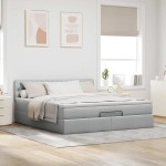 vidaXL Pat otoman cu saltea țesătură gri deschis 160x200 cm