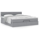 vidaXL Pat otoman cu saltea țesătură gri deschis 160x200 cm