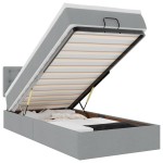 vidaXL Pat otoman cu saltea țesătură gri deschis 90x200 cm