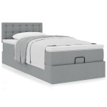 vidaXL Pat otoman cu saltea țesătură gri deschis 90x200 cm