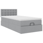 vidaXL Pat otoman cu saltea țesătură gri deschis 90x200 cm