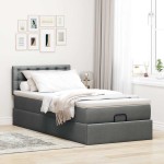 vidaXL Pat otoman cu saltea țesătură gri închis 90x200 cm