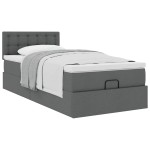 vidaXL Pat otoman cu saltea țesătură gri închis 90x200 cm