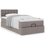 vidaXL Pat otoman cu saltea Taupe 90x200 cm Stofa