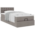 vidaXL Pat otoman cu saltea Taupe 90x200 cm Stofa