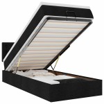 vidaXL Pat otoman cu saltea negru 100x200 cm stofa vidaXL Pat otoman cu saltea negru 100x200 cm stofa