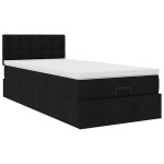 vidaXL Pat otoman cu saltea negru 100x200 cm stofa vidaXL Pat otoman cu saltea negru 100x200 cm stofa