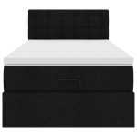 vidaXL Pat otoman cu saltea negru 100x200 cm stofa vidaXL Pat otoman cu saltea negru 100x200 cm stofa