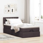 vidaXL Pat otoman cu saltea țesătură maro închis 100x200 cm