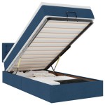 vidaXL Pat otoman cu saltea albastru 100x200 cm stofa