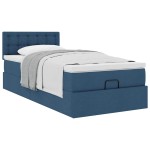 vidaXL Pat otoman cu saltea albastru 100x200 cm stofa