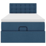 vidaXL Pat otoman cu saltea albastru 100x200 cm stofa