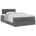 vidaXL Pat otoman cu saltea țesătură gri închis 120x200 cm