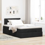 vidaXL Pat otoman cu saltea negru 120x200 cm stofa