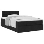 vidaXL Pat otoman cu saltea negru 120x200 cm stofa