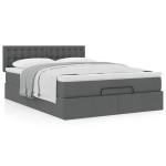 vidaXL Pat otoman cu saltea țesătură gri închis 140x190 cm