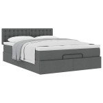 vidaXL Pat otoman cu saltea țesătură gri închis 140x190 cm