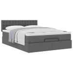 vidaXL Pat otoman cu saltea țesătură gri închis 140x200 cm