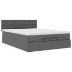 vidaXL Pat otoman cu saltea țesătură gri închis 140x200 cm
