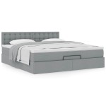 vidaXL Pat otoman cu saltea țesătură gri deschis 160x200 cm