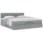 vidaXL Pat otoman cu saltea țesătură gri deschis 160x200 cm