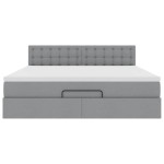 vidaXL Pat otoman cu saltea țesătură gri deschis 160x200 cm