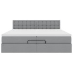 vidaXL Cadru de pat otoman cu saltea țesătură gri deschis 200x200 cm
