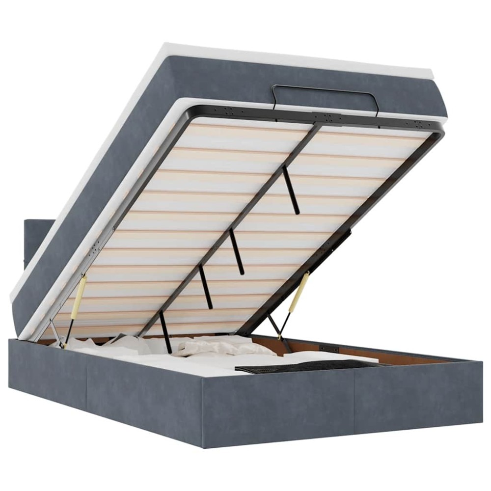 vidaXL Pat otoman cu saltea, gri închis, 120x190 cm, catifea