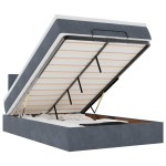 vidaXL Pat otoman cu saltea, gri închis, 120x190 cm, catifea