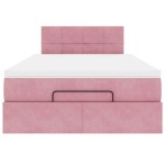 vidaXL Pat otoman cu saltea, roz, 120x190 cm, catifea