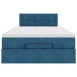 vidaXL Pat otoman cu saltea, albastru închis, 120x190 cm, catifea