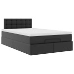 vidaXL Pat otoman cu saltele și LEDs, negru 120x190cm, piele ecologică vidaXL Pat otoman cu saltele și LEDs, negru 120x190cm, piele ecologică