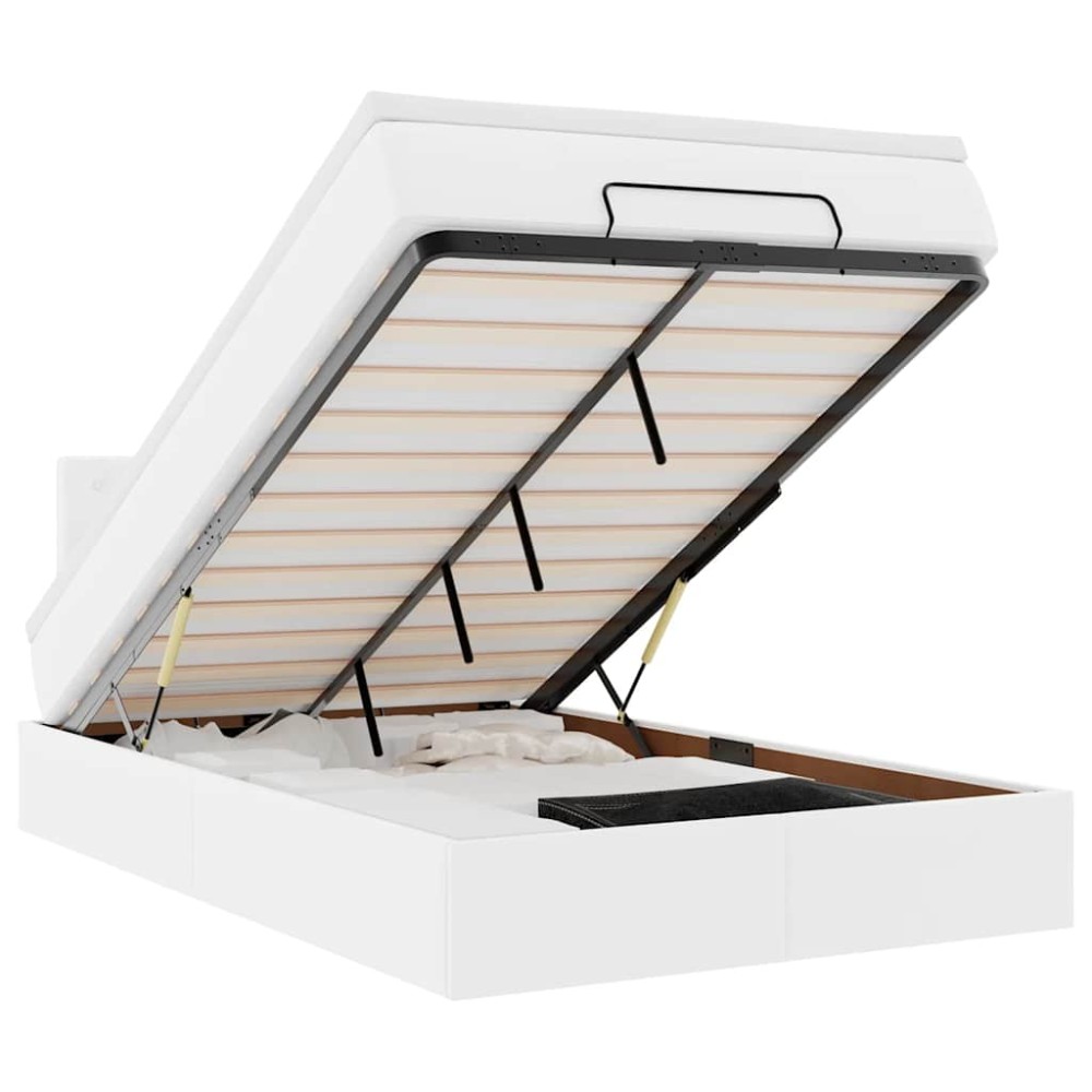 vidaXL Pat otoman cu saltele și LEDs, 120x190cm, piele ecologică