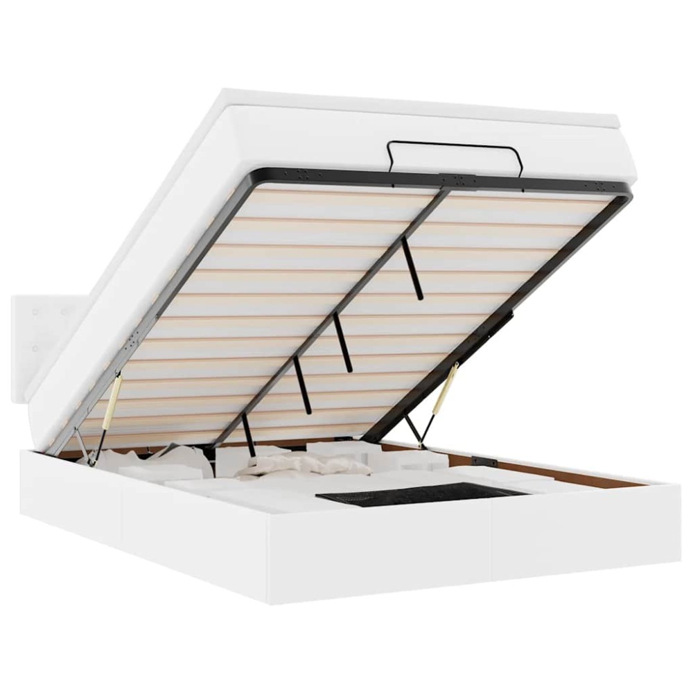 vidaXL Pat otoman cu saltele și LEDs, 140x190cm, piele ecologică