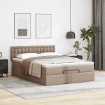 vidaXL Pat otoman cu saltele și LEDs, 140x190cm, piele ecologică