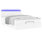 vidaXL Pat otoman cu saltele și LEDs, 140x200cm, piele ecologică vidaXL Pat otoman cu saltele și LEDs, 140x200cm, piele ecologică