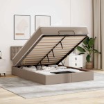 vidaXL Pat otoman cu saltele și LEDs, 140x200cm, piele ecologică