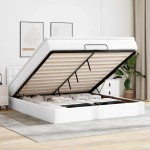 vidaXL Pat otoman cu saltele și LEDs, 160x200cm, piele ecologică vidaXL Pat otoman cu saltele și LEDs, 160x200cm, piele ecologică