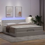 vidaXL Pat otoman cu saltele și LEDs, 160x200cm, piele ecologică vidaXL Pat otoman cu saltele și LEDs, 160x200cm, piele ecologică