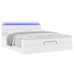 vidaXL Pat otoman cu saltele și LEDs, 160x200cm, piele ecologică vidaXL Pat otoman cu saltele și LEDs, 160x200cm, piele ecologică