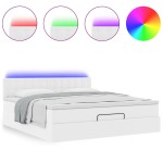 vidaXL Pat otoman cu saltele și LEDs, 180x200cm, piele ecologică