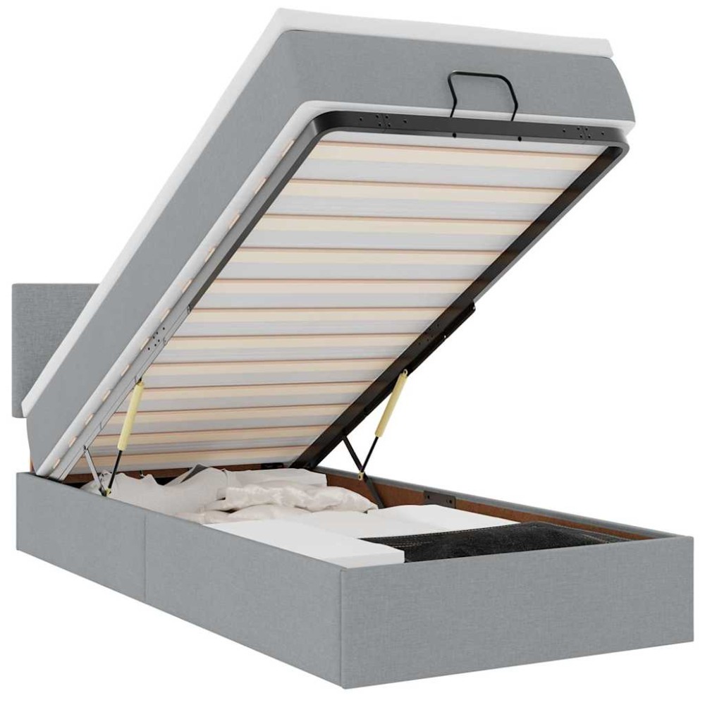 vidaXL Pat otoman cu saltea țesătură gri deschis 100x200 cm