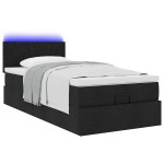 vidaXL Pat otoman cu saltea negru 100x200 cm stofa