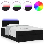 vidaXL Pat otoman cu saltea negru 120x200 cm stofa