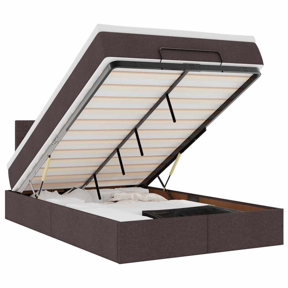 vidaXL Pat otoman cu saltea țesătură maro închis 120x200 cm