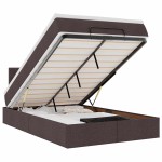 vidaXL Pat otoman cu saltea țesătură maro închis 120x200 cm vidaXL Pat otoman cu saltea țesătură maro închis 120x200 cm