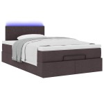 vidaXL Pat otoman cu saltea țesătură maro închis 120x200 cm vidaXL Pat otoman cu saltea țesătură maro închis 120x200 cm