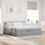 vidaXL Pat otoman cu saltea țesătură gri deschis 160x200 cm
