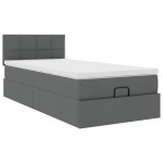 vidaXL Pat otoman cu saltea și LED-uri, gri închis, 90x200 cm, textil