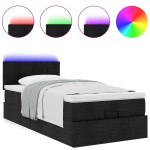 vidaXL Pat otoman cu saltea negru 100x200 cm stofa vidaXL Pat otoman cu saltea negru 100x200 cm stofa